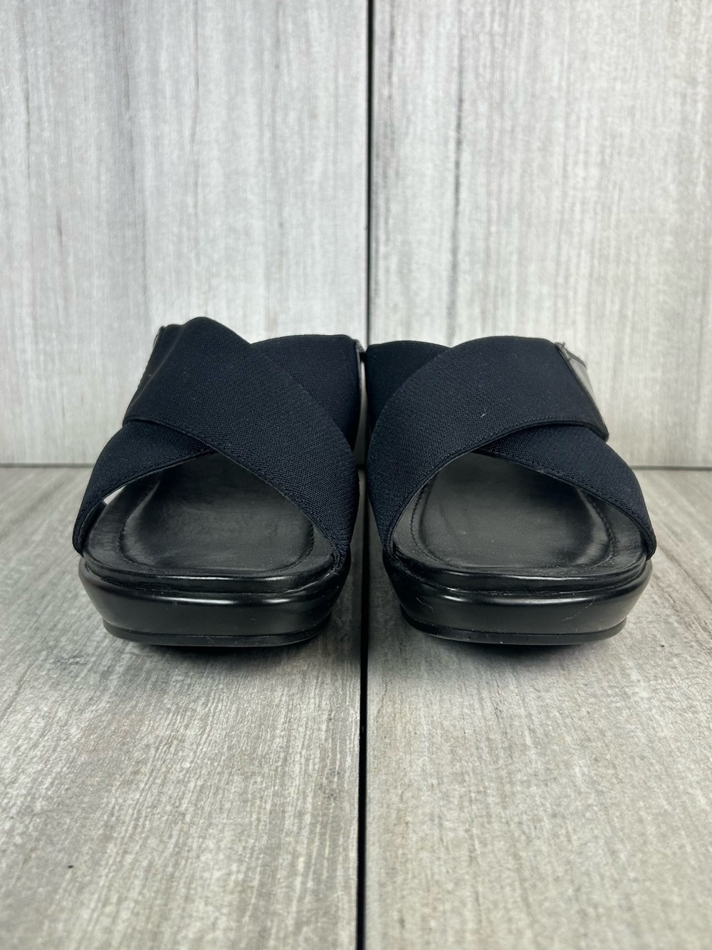 Dansko Ava Black Cross Strap Wedge Slip On Elastic Mules Shoes Women’s Size 8 - Picture 5 of 11